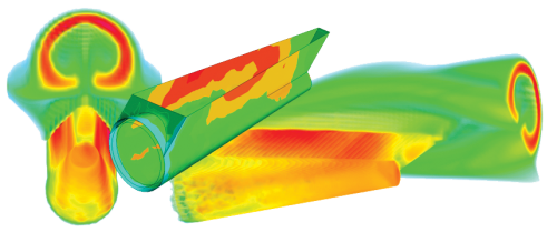 Figure 8: CFD Based Flow and Wall Temperature Mapping for a Notional Turboshaft Mixer-Ejector Exhaust System.