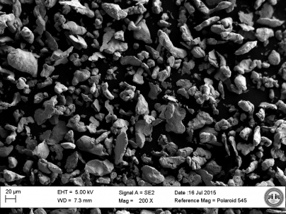 Figure 2: Scanning Electron Micrograph of Titanium Powder (×200) (Source: CCDC Armaments Center).