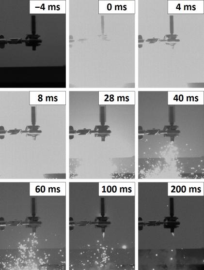 Figure 6: A Sequence of Images Showing Output Charge Combustion (Source: CCDC Armaments Center).