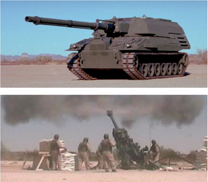 Figure 5: Two Artillery Systems Modified for Laser Ignition: The Crusader (Top) and LW155 (bottom) (Source: G. Burke).
