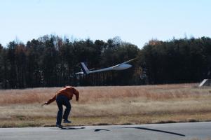 Figure 5 (bottom): Hand-Launching a Powered Sailplane UAV to Test the Autonomous Soaring Algorithms (NRL Photo).