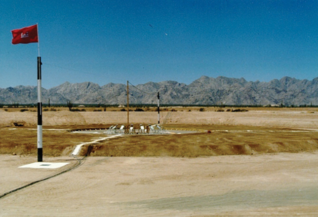 Figure 8: CARES HE Simulator in Dry Alluvium at Yuma, AZ, Test Site (June 1985).