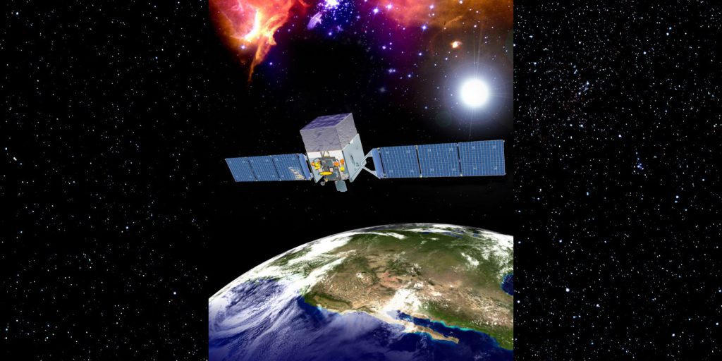 GREENBELT - Artist rendition of the Fermi Gamma-Ray Space Telescope satellite and Large Area Telescope (LAT)  (source:  NASA Goddard Space Flight Center/RELEASED;
photo by:  NASA GSFC).