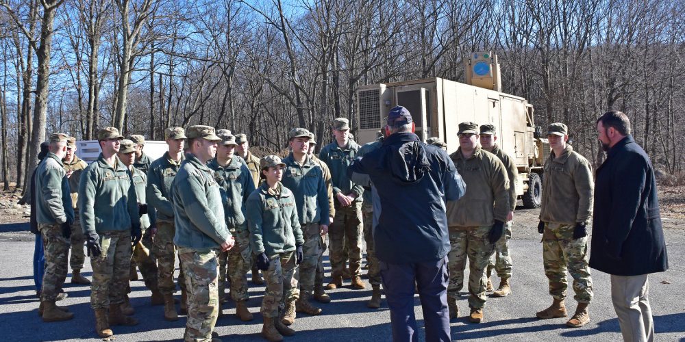  USASMDC team members brief cadets at the U.S. Military Academy at West Point, NY, on its High Energy Laser Mobile Test Truck during a live-fire demonstration, March 5, 2020 (U.S. Army photo by Mikayla Mast). 