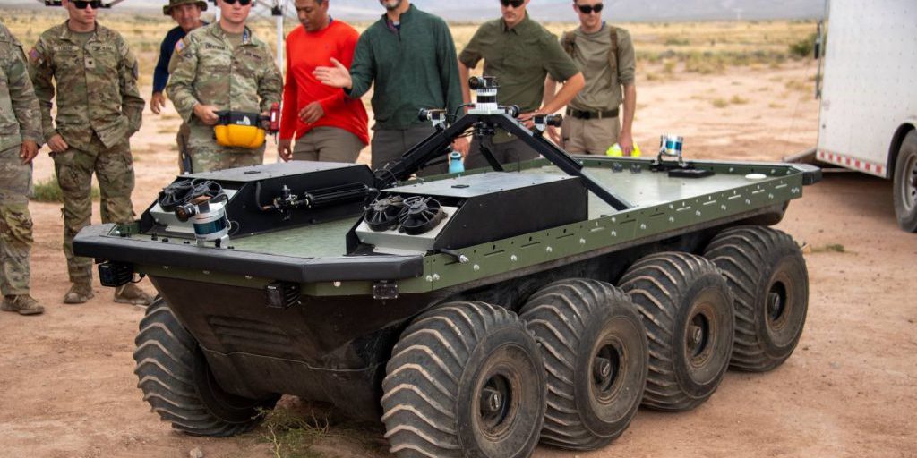 ERDC Robotics for Engineer Operations (REO) Team demonstrating their unmanned ground vehicles (UGVs) at the 2023 Position, Navigation, Timing Assessment Experiment (PNTAX) (U.S. DoD).