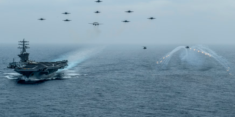 Source: U.S. Navy, Mass Communications Specialist 3rd Class Keenan Daniels/released, https://www.centcom.mil/MEDIA/NEWS-ARTICLES/News-Article-View/Article/2287773/nimitz-carrier-strike-group-enters-5th-fleet/