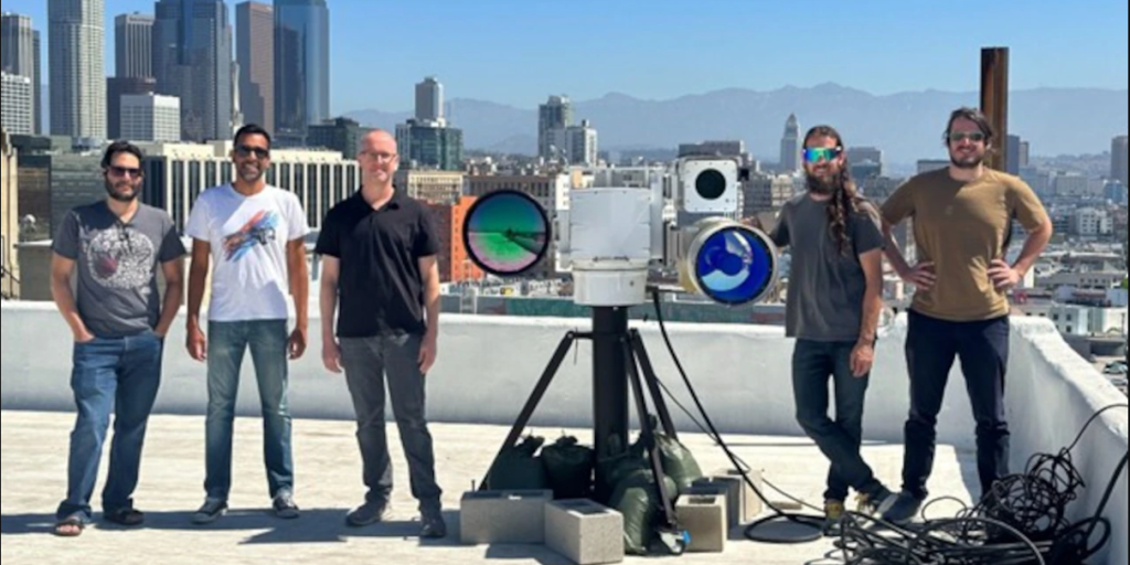 A team from Teleidoscope demonstrates upgraded electro-optical/infrared cameras with enhanced capabilities to improve airspace awareness in California. The company was awarded a contract for an artificial intelligence-powered detection system to monitor the airspace around Washington, D.C.