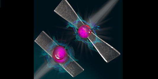 illustration - thin films of diamond stretched to create quantum bits